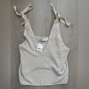 Free People Knit Tie-Shoulder Camisole in Oatmeal